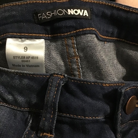 Fashion Nova Blue Distressed Ripped Denim Jeans - Picture 3 of 5